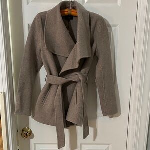 NWT Quince Double-Faced Merino Wool Draped Collar Short Wrap Coat in Oat Size XS